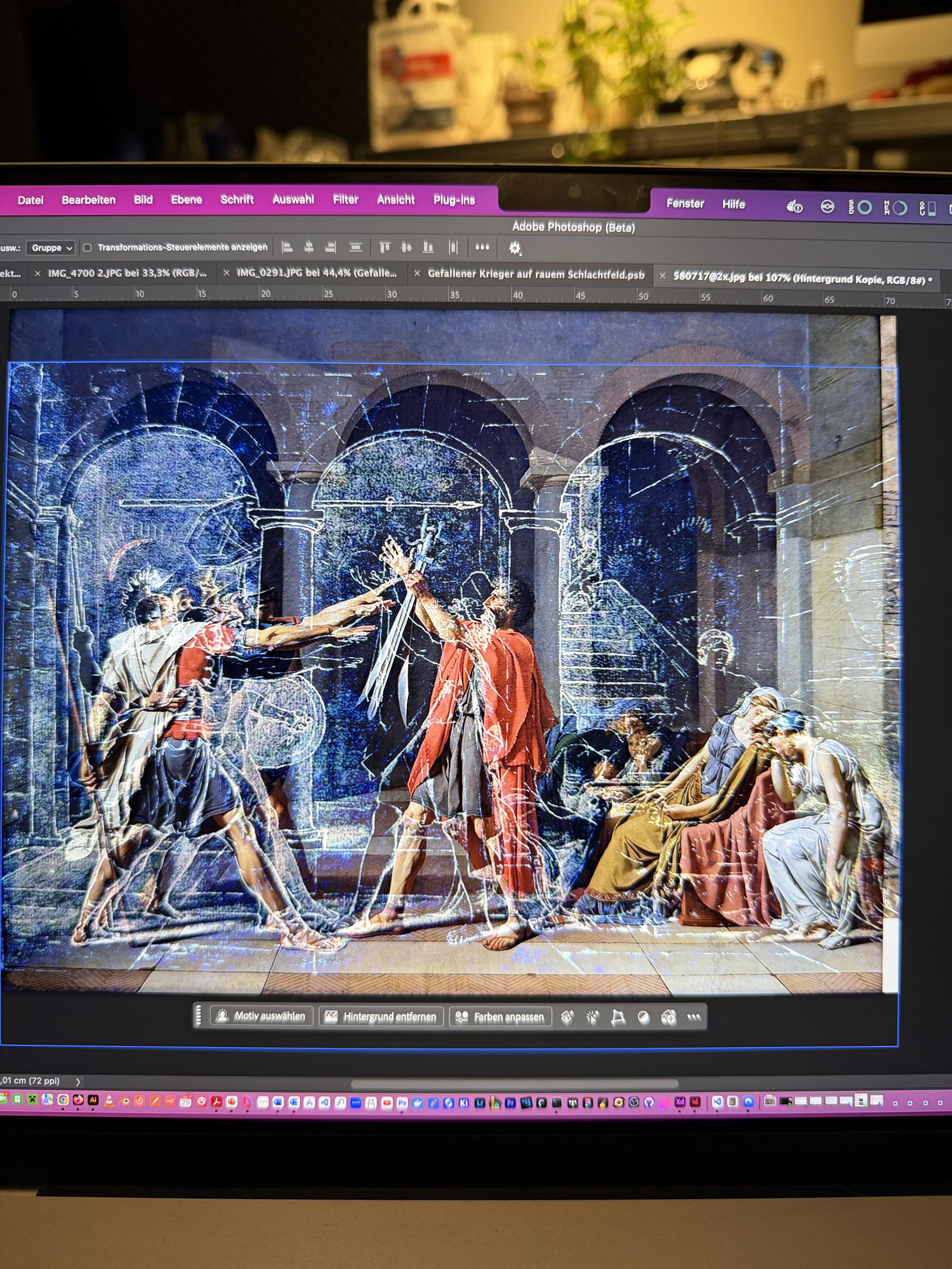 The study laid over the painting. Bottom left matches, everything else widens and rises.