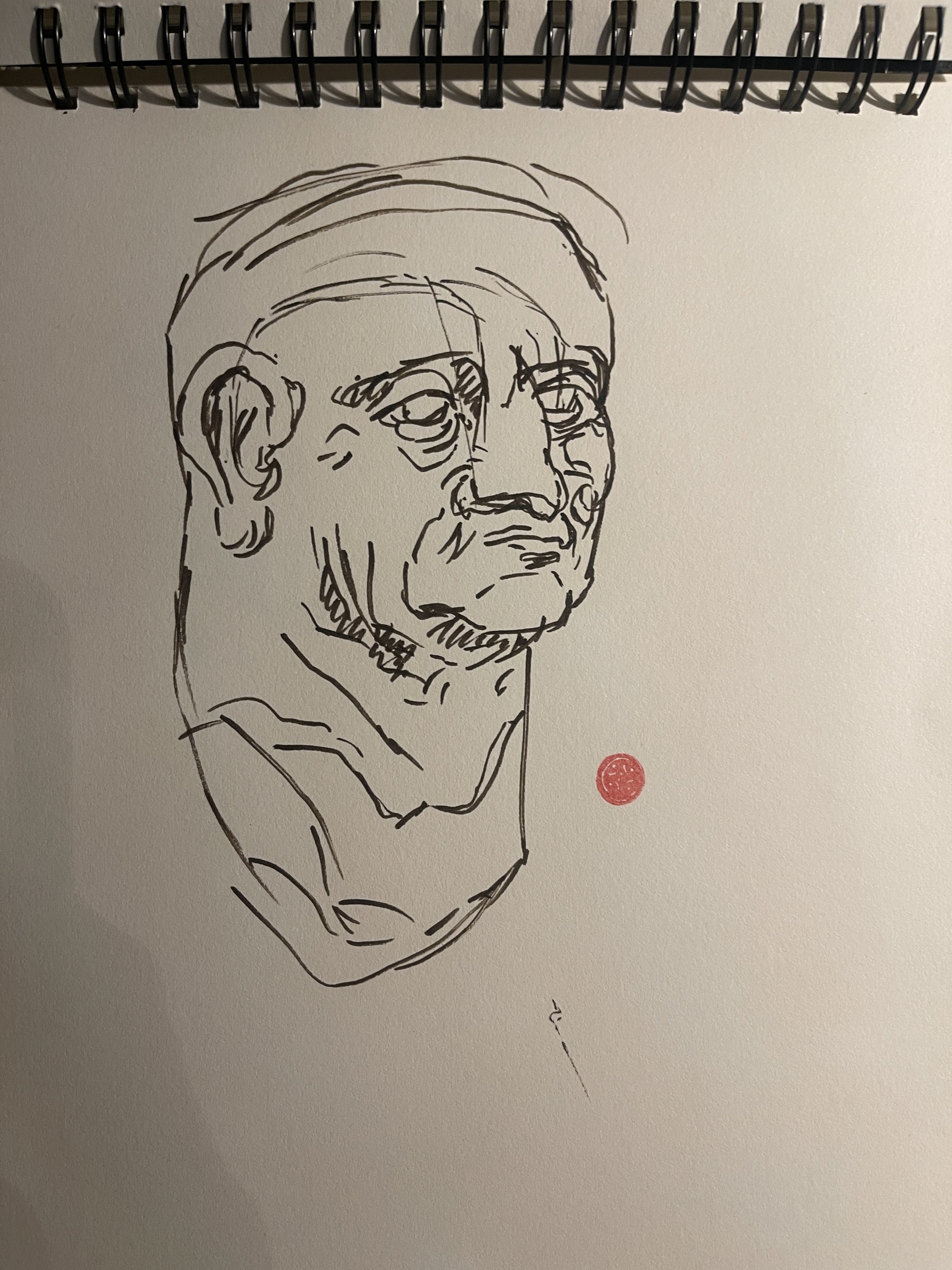 Sketchbook, brush pen, old man, 2025