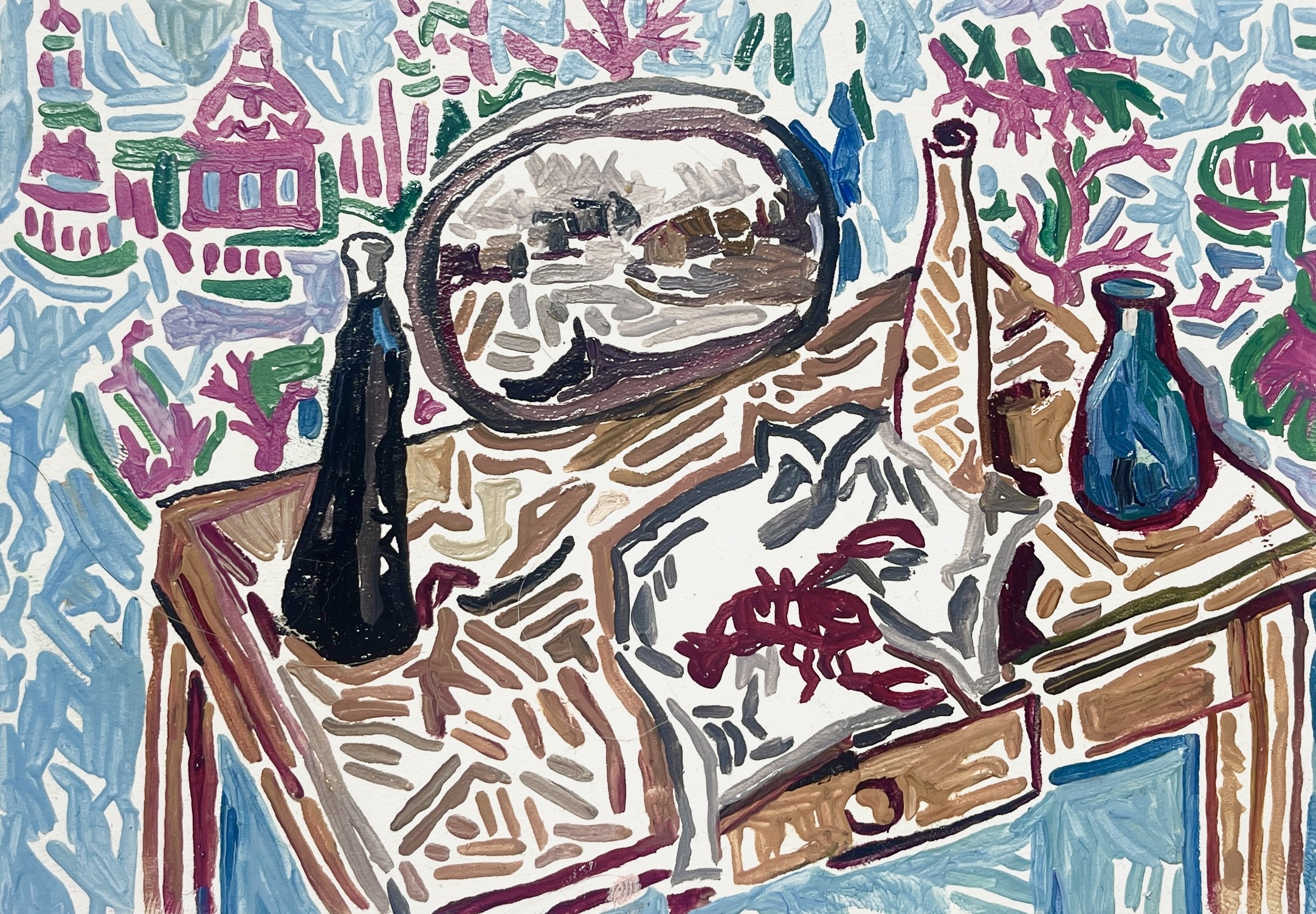 Fragments & Fractals: after Beckmann, still life with mirror, 2025