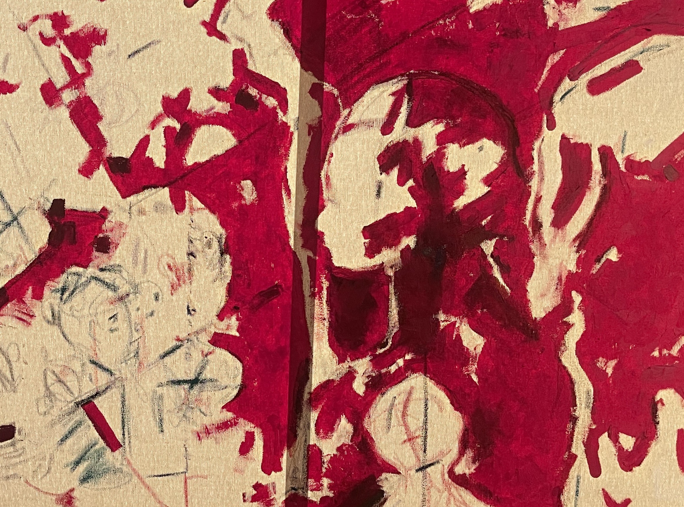 Fragments & Fractals, red crowd, detail, 2025