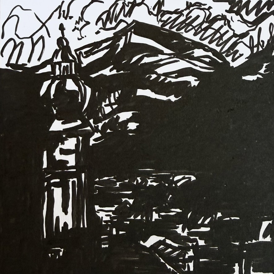 Ink brush, on the road, 2024