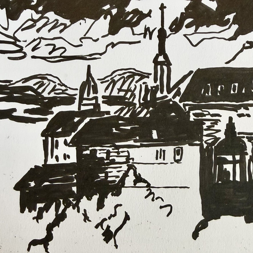 Ink brush, on the road, 2024