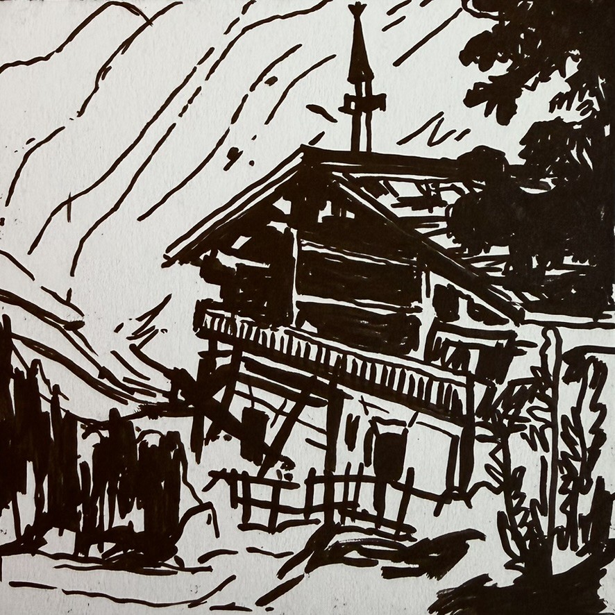 Ink brush, on the road, 2024