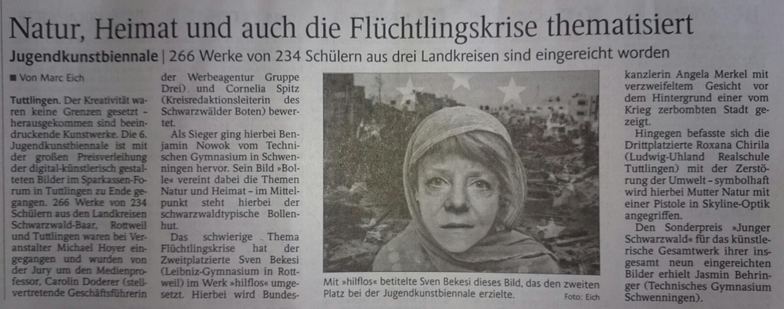 Hilflos, Jugendkunstbiennale 2016, 2016