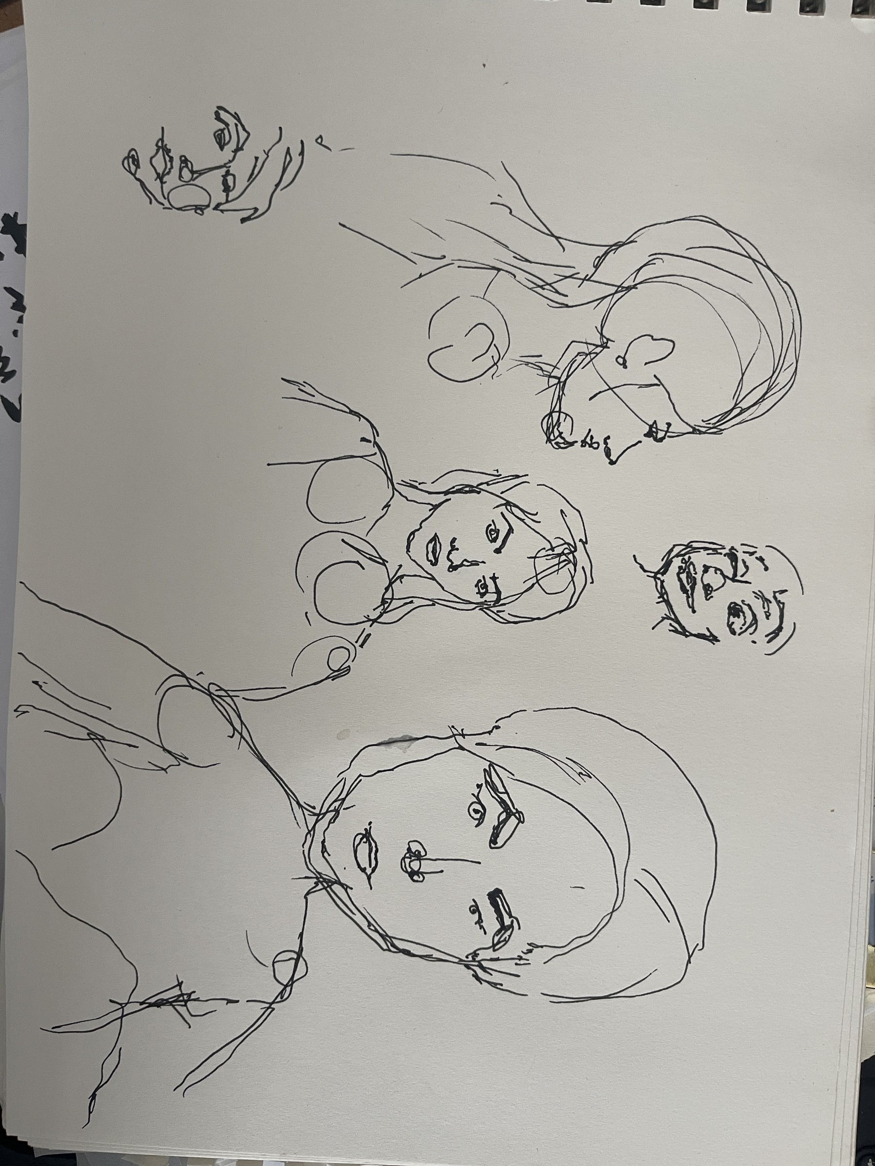 Pen sketches, heads and reclining nudes, 2024