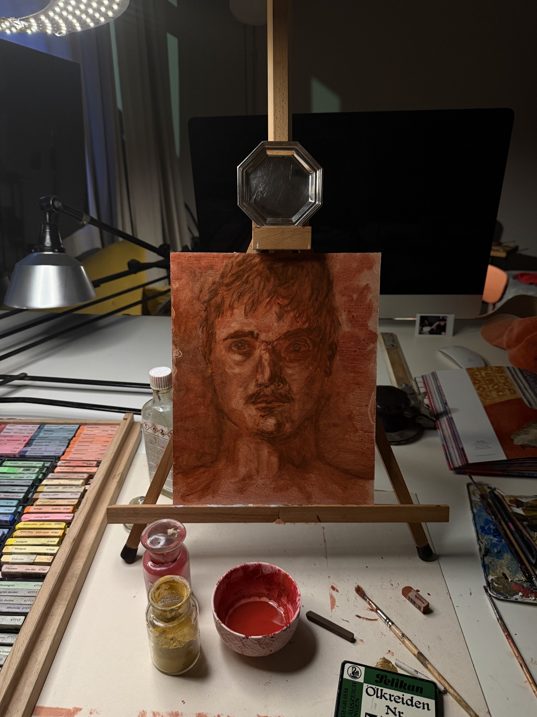 Self-portrait, on the easel, 2026