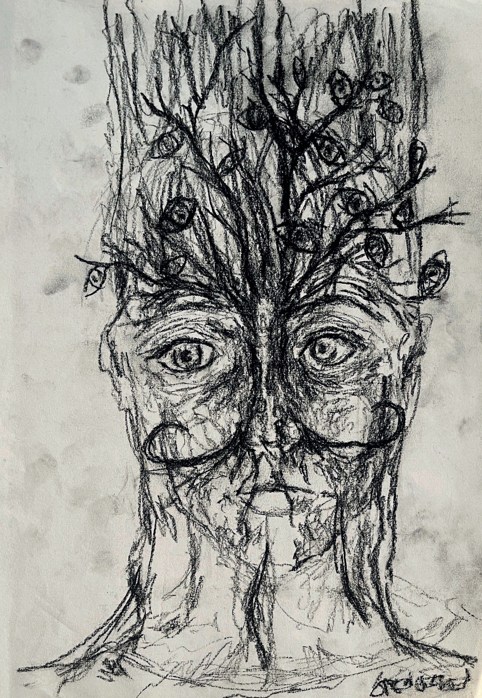 Self-portrait, charcoal, 2016